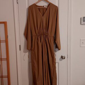 COS Tan Jumpsuit with V-Neck and Elastic Waist
